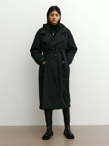 Oversized Padded Belted Coat _Navy - STEP AROUND - Modalova