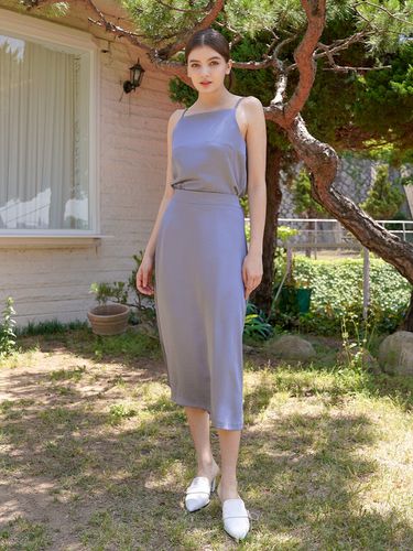 Satin Sleeveless Top_Gray - bibyseob - Modalova