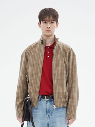 Glen Plaid Baracuta Harrington Jacket_Beige - FAMILLE - Modalova