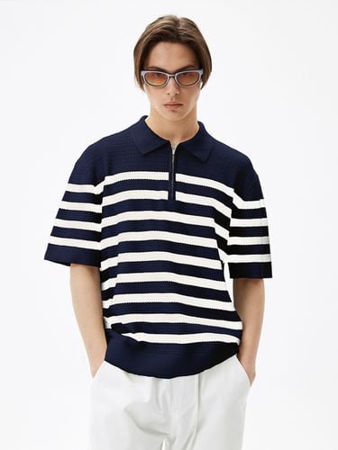 Loose-Fit Stripe Half Zip-Up Sweater _ - TNGT - Modalova