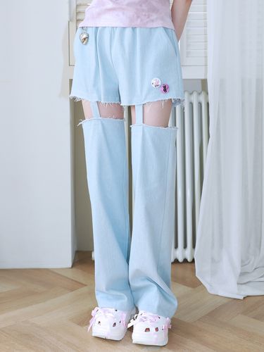 Denim Cut Out Pants_Light Blue - CLUT STUDIO - Modalova