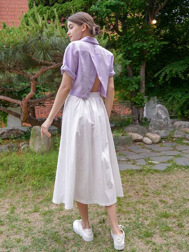 Back Slit Cropped Half Shirt_Purple - bibyseob - Modalova