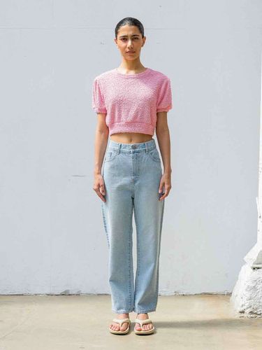 Cropped Crewneck T-Shirt _ Pink - AGENTPEEK - Modalova