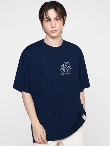 Line Heart Comics Logo T-shirt [Navy] - GRAVER - Modalova