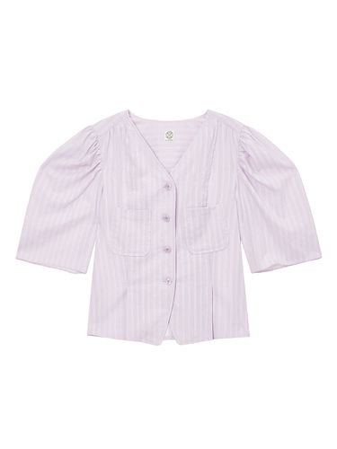 V-neck Voluminous Sleeve Blouse _Light Violet - a.t.corner - Modalova