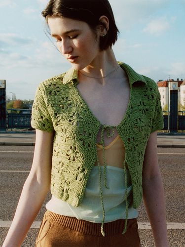 Crochet Cardigan_Green - RAIVE - Modalova