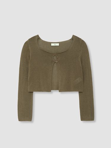 Square Linen Cardigan_Khaki - tetu - Modalova