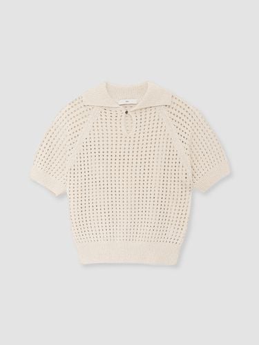 Linen Collar Netted Knit - tetu - Modalova