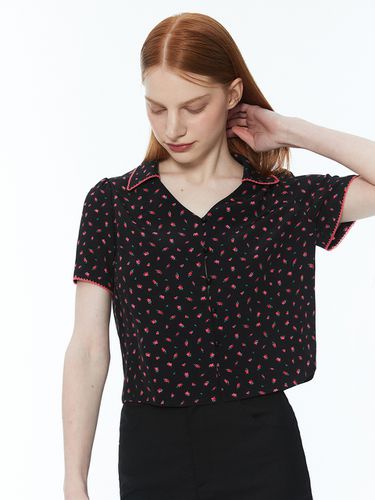 Flower V-neck Blouse_Black - MUDIDI - Modalova