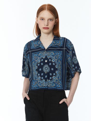 Paisley Crop Shirt_Navy - MUDIDI - Modalova