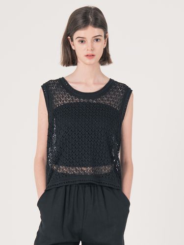 Cable-knit Round Neck Vest - Black - We’Dee - Modalova