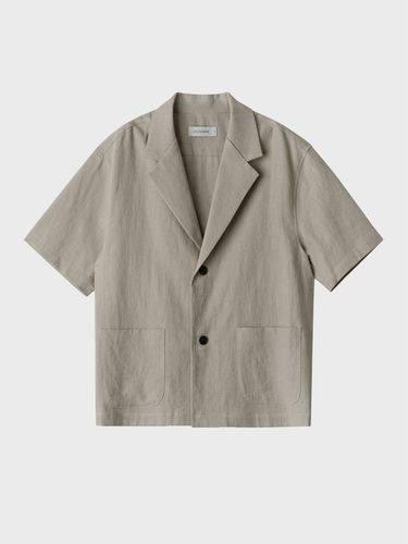 Short Sleeved Linen Jacket _ Beige - LIEU HOMME - Modalova