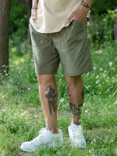 Basic Linen Easy Banding Short Pants_Khaki - RUGGED HOUSE - Modalova