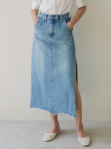 Denim Slit Long Skirt - octette - Modalova