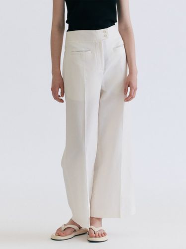 Linen Blend Wide Long Pants_White - kotelo - Modalova