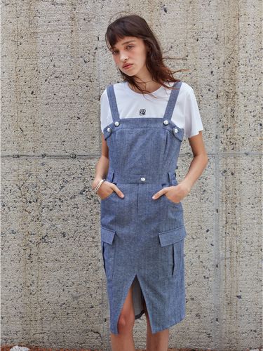 MARDAHL Flap Pocket Bustier Denim Sleeveless Dress - MUSEE - Modalova