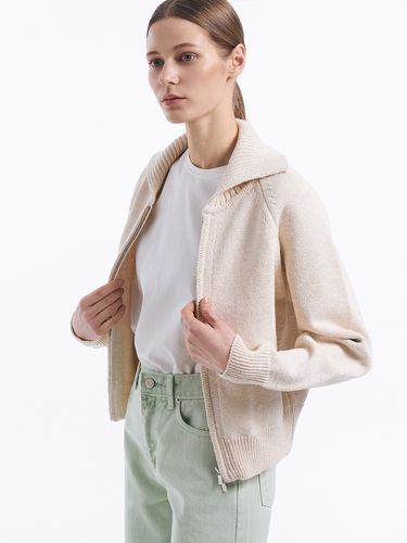 Raglan Two-way Zip-up Cardigan _Light Beige - Lamerei - Modalova