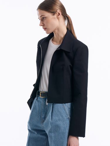 Crop Collar Zip-up Jacket _Black - Lamerei - Modalova