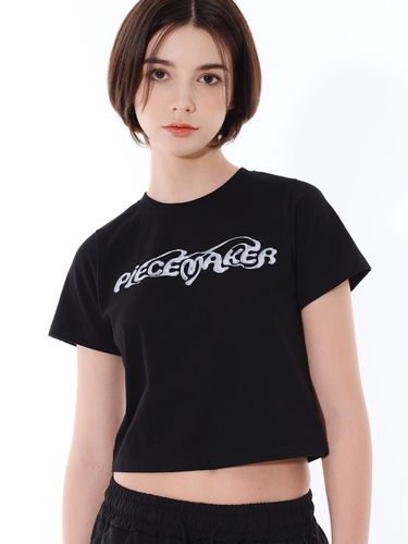 Ethnic Melt Cropped T-Shirt _ Black - PIECEMAKER - Modalova