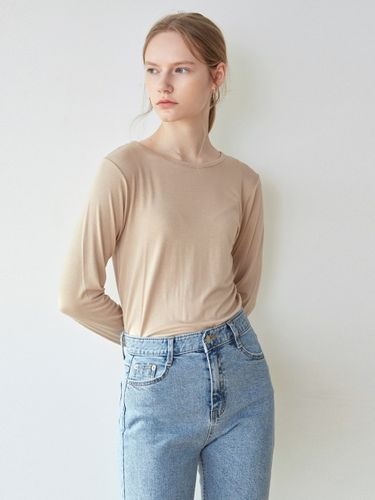 Boat Slim Long Sleeve Top _Beige - NICK&NICOLE - Modalova