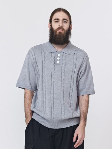 Cable Collared Short Sleeve Sweater - CARGOBROS - Modalova