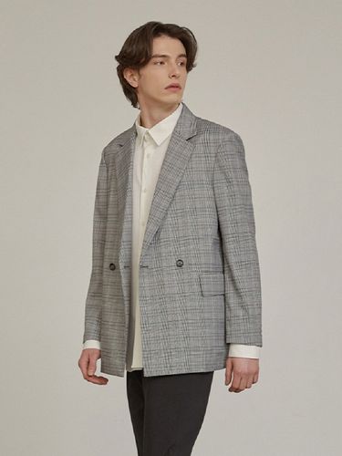 Oversized Check Jacket _ Grey - ADHOC - Modalova