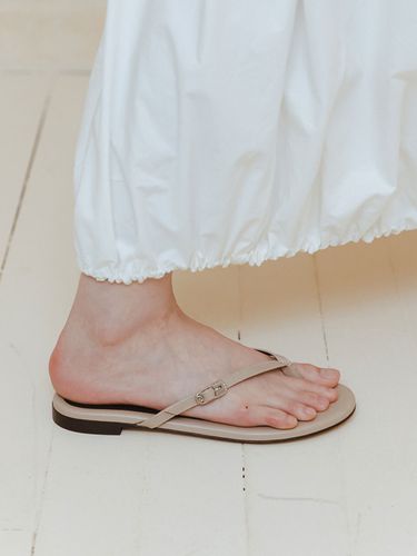 Logo Thong Sandals_Dark Beige - BLANC TOE - Modalova