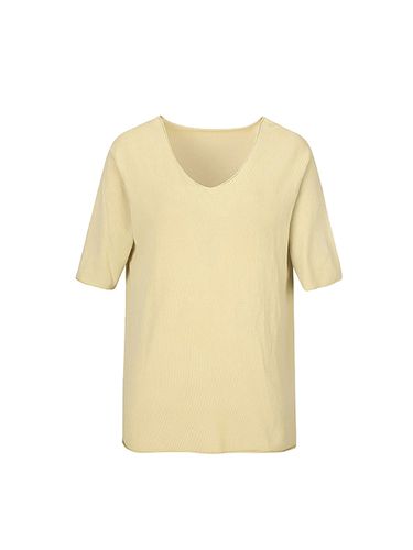 V-Neck T-Shirt _ Light Yellow - ADHOC - Modalova