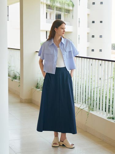 Wave Flare Skirt - Navy - Lamerei - Modalova