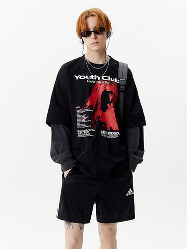 Face Graphic Layer Long Sleeve T-shirt [] - ODD STUDIO - Modalova