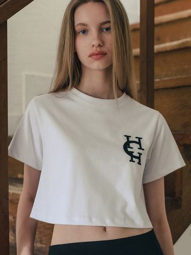 HCH Embroidery Crop Shirt_White - hardcore happiness - Modalova