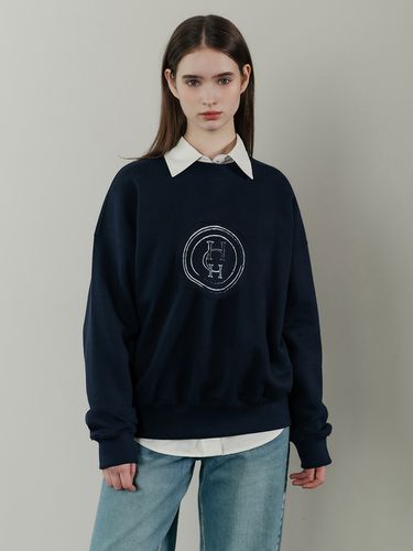 Round Combination Sweatshirt_Navy - hardcore happiness - Modalova