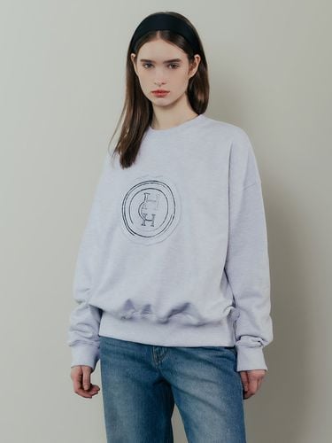 Round Combination Sweatshirt_Melange Gray - hardcore happiness - Modalova