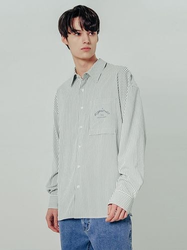 Lettering Embroidery Stripe Shirt - ADHOC - Modalova