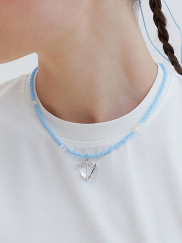 Clear Heart Sky Blue Necklace - leeENoir - Modalova