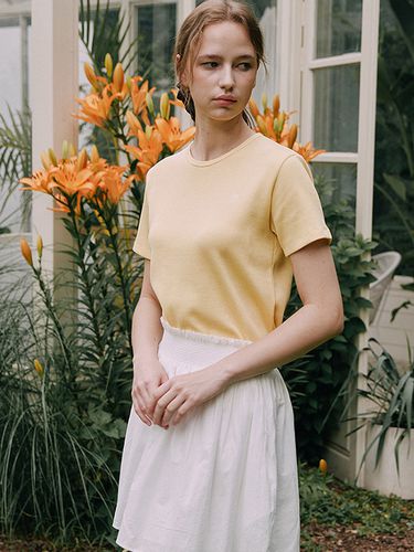 Round Logo Stitch T-shirt_Yellow - Laminez - Modalova