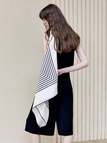 Stripe Centred Monogram Silk Scarf - Mare di mari - Modalova