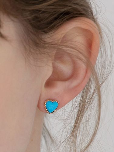 Blue Mini Heart Earrings - FANTASTIC PLANET - Modalova