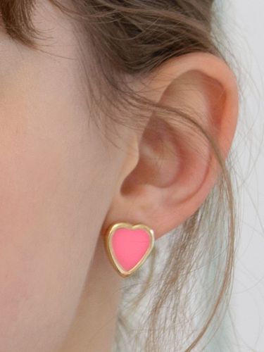 Neon Pink Heart Earrings - FANTASTIC PLANET - Modalova