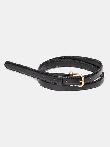 Gold Bell Buckle Leather Belt_Black - halden - Modalova