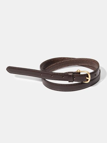 Gold Bell Buckle Leather Belt_Brown - halden - Modalova