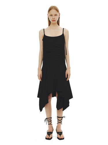 Shirring Asymmetrical Dress_Black - CERRIC - Modalova