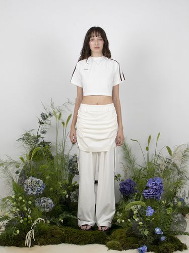 Track Shirring Skirt Pants_White - MEENDERI - Modalova