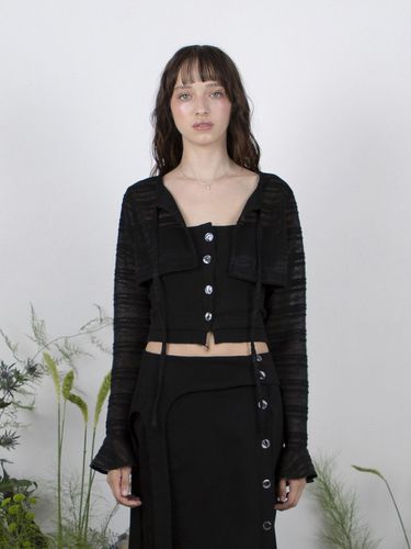 Ruffle Sleeve Bolero Cardigan_Black - MEENDERI - Modalova