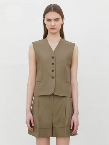 Standard Wool Fabric Vest - Beige - RIDIFI - Modalova