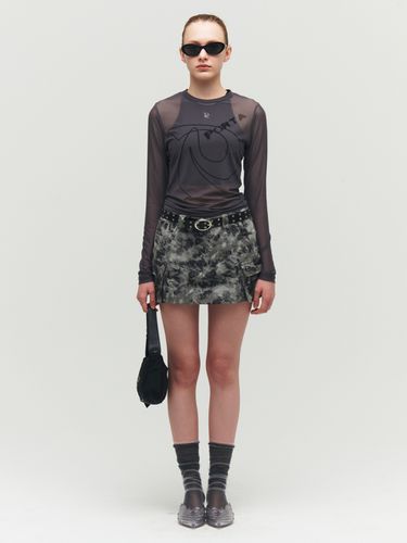 Dying Washed Cargo Skirt_Gray - Porta - Modalova