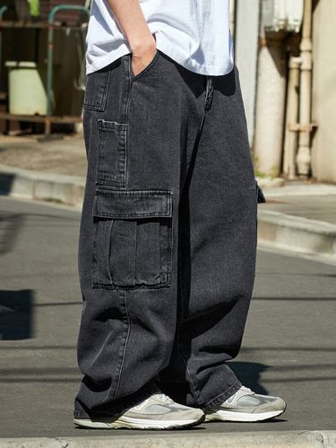 Washed Wide Cargo Denim Pants (2 Color) - MINIMAL PROJECT - Modalova