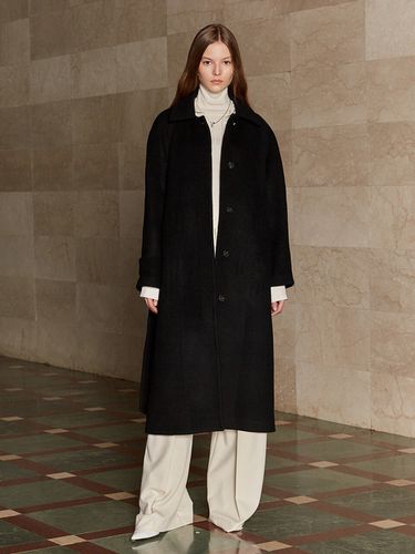 NOIR Cashmere Belted Balmacaan Coat_Dark - MUSEE - Modalova