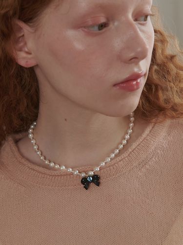 Freshwater Pearl Stone Ribbon Point Mix Necklace - OVT-U - Modalova