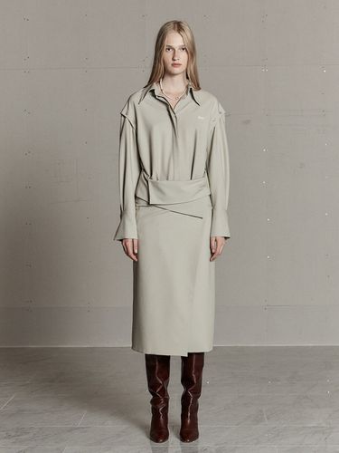 Layered Long Shirt Dress_Beige - MUSEE - Modalova